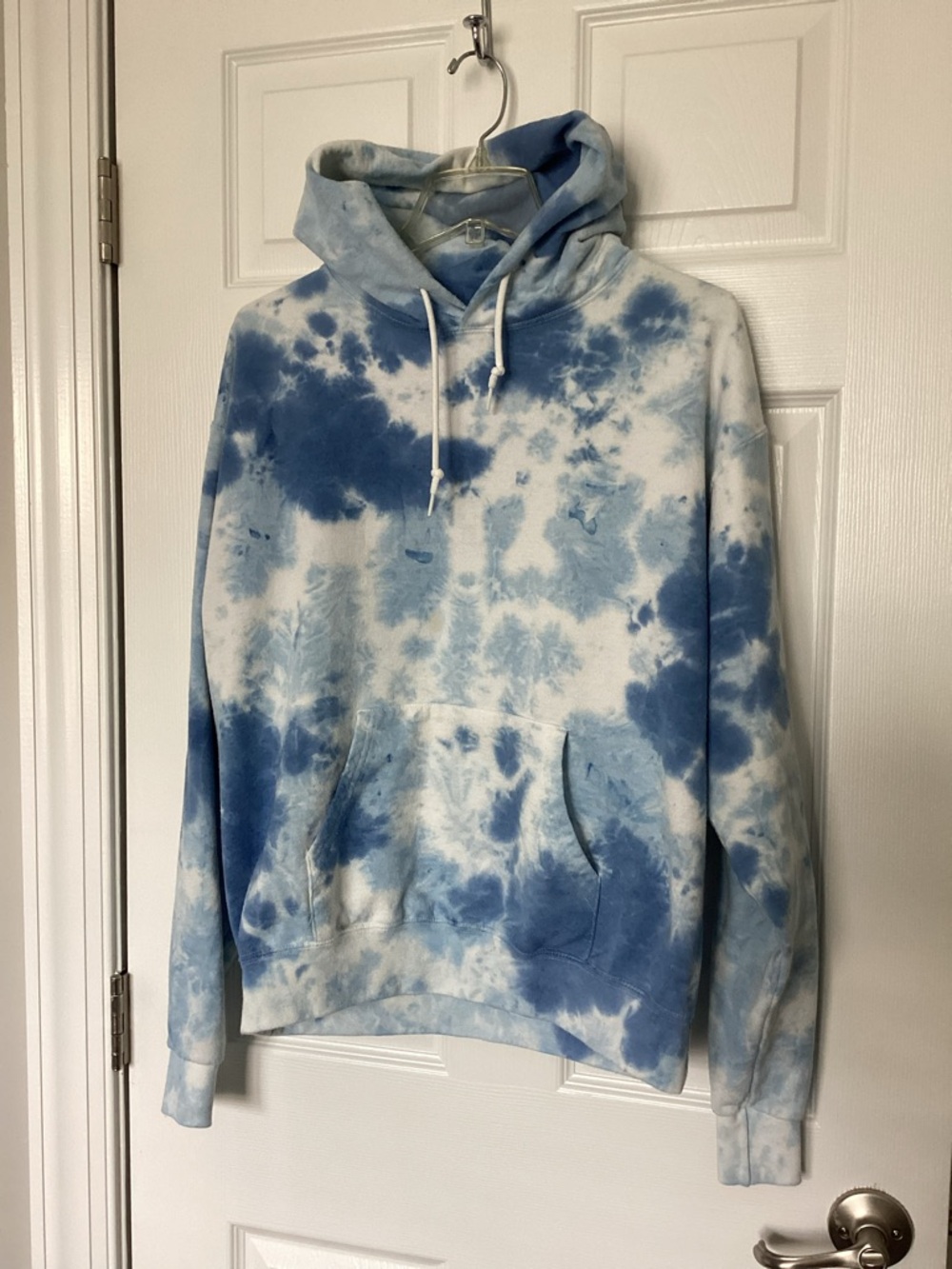 Tie-Dye Blue & White Hoodie Sweatshirt - Unbranded